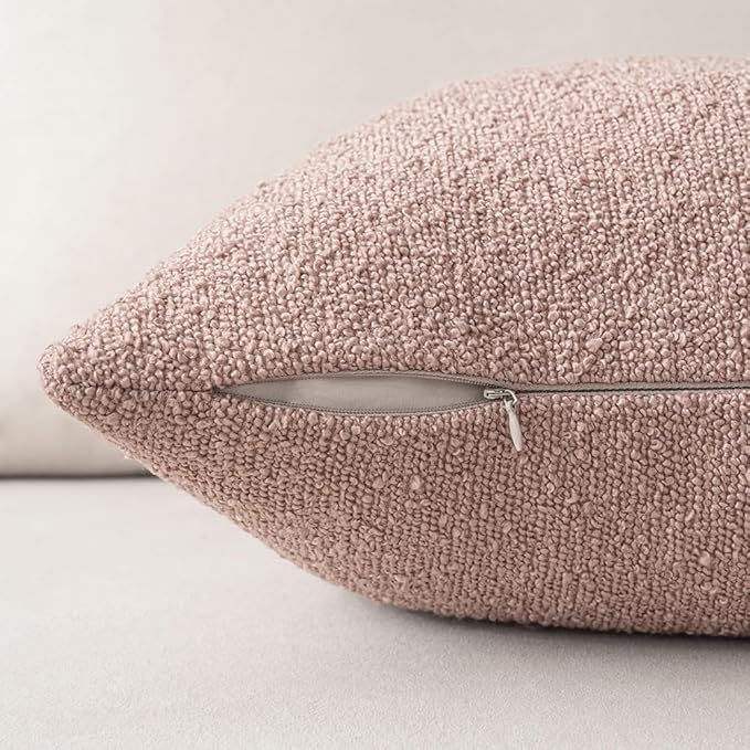 MIULEE Textured Boucle Throw Pillow Cover Pink Accent Solid Eruo Sham Pillow Case Decorative Soft Pack of 1 Couch Cushion Chair Sofa Bedroom Livingroom Home Decor,24x24 Inch