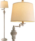61" Vintage Floor Lamp with 350° Adjustable Swing Arm, Tall lamp Standing Lamp for Bedroom Living Room Bedside Nightstand Retro Farmhouse Mid Century Lamp Light Home Décor Office Gifts