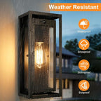15" Motion Sensor Outdoor Wall Lights, 2 Pack Large Dusk to Dawn Outdoor Lights, 3 Lighting Modes Waterproof Anti-Rust Wall Sconces, Exterior Lighting Fixtures for Front Door, Porch, Garage