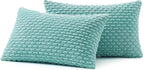 MIULEE Pack of 2 Decorative Lumbar Throw Pillow Covers 12x20 Inch Soft Boho Striped Textured Corduroy Pillow Covers Modern Farmhouse Home Decor for Couch Bed Sofa Living Room Aqua Green