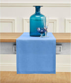 Solino Home Linen Table Runner 60 Inches - 100% Pure Linen Provence Blue Table Runner 14 x 60 Inch Ideal for Dresser and Coffee Tables - Fete - Christmas