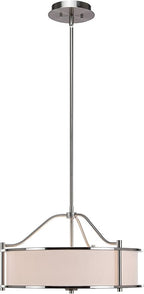 XiNBEi Lighting Pendant Lighting 18 inch 3 Light Drum Pendant Light with Fabric Shade and Glass Diffuser in Brushed Nickel, Classic Convertible Drum Chandelier for Living & Dinning Room XB-P1199-BN