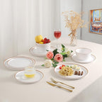 Melamine Dinnerware for 4, 12 Pieces Unbreakable Matte Plastic Plates and Bowls set, Kitchen Dish set BPA Free, Dishwasher Top Safe, Not Microwave, Not Oven (White)