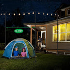 4 Pack 9FT String Light Poles for Outdoor Use, Rustproof Waterproof Metal Poles with Electrophoresis Coating, for Patio, Garden, Backyard, Wedding, Deck, Party