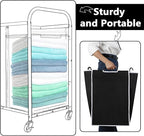 Bonuci 3 Pcs Laundry Sorter Replacement Bags Hamper Cart Removable Replacement Laundry Storage Organizer Bag Hamper Liner, No Hooks 14.76 x 8.66 x 21.65 Inch (Black)