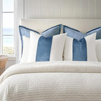 EVERGRACE x Kinsey Walsh Signature Velvet Panel Cotton Pillow Covers Set of 2, Decorative Pillow Covers 20"x20" for Couch, Square Cushion Cases for Sofa Bedroom Living Room, Blue Topaz