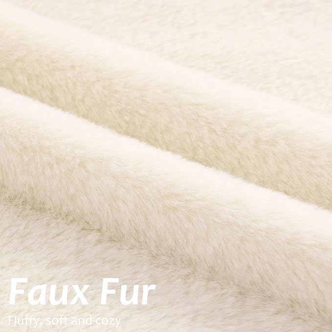 Pallene Faux Fur Plush Throw Pillow Covers 24x24 Set of 2, Soft Fluffy Couch Pillow Covers for Living Room, Beige