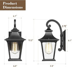 Emliviar Outdoor Porch Light, Modern Outside Wall Light Fixture for House Garage, Clear Glass in Black Finish, 12" Height, XE219B BK