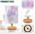 Table Lamp Pastel Pink Tie Dye Swirl Print Nightstand Lamp with Wood Base Fabric Lamp Shade Bedside Desk Lamp for Living Room Bedroom Kids Room Office