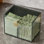 2-Grid Cotton Swab Ball Qtip Holder Dispenser with Lid,Container Dispenser Box for Bathroom Home Storage Organization,Vanity Organizers and Storage
