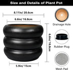 SQOWL Ceramic Pot for Plants 8 Inch - Indoor Plant Pot with Drainage Hole Planter for Outdoor Plants Modern Flower Pot Round Planter for House Home Decor Living Room Black