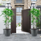 3-Pack Jumbo 15.7 Inch Planters with Rolling Saucers & Drainage – Large Flower Pots for Indoor/Outdoor, Heavy-Duty Moving Trays, Fits Tall Plants (Set of 3, Black)