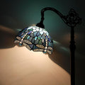 Tiffany Floor Lamp Stained Glass Blue Dragonfly Style Arched Reading Light Gooseneck Adjustable Corner Standing Lamp 12X16X66 Inch for Bedroom Living Room Home Office