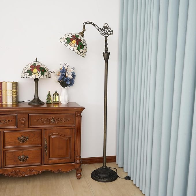 Tiffany Floor lamp 12 inch Stained Glass lamp Yellow Bell Adjustable Classical Art Floor lamp ADAPTS to Bedroom Dining Room Living Room Office and Other Tiffany Retro Style Home Decoration Crafts