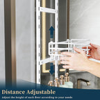 Consumest Over The Door Shower Caddy - 5 Tier Adjustable Shower Organizer Hanging with 2 Toothbrush Holders & 4 Hooks, Rustproof Oragnizer Shelf, Storage Rack for Bathroom, White