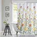 Extra Long Fabric Shower Curtain, Yellow Orange Green Floral Flower Shower Curtains for Bathroom, Waterproof Bathroom Curtains, 72" W x 84" H