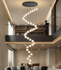 36 Light 216'' Long Large Crystal Chandeliers LED Chandeliers for High Ceiling Handing Light Fixture for Entrance Hallway Foyer Staircase Lobby Black