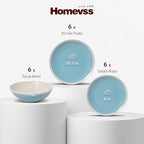 Rock Ridge Speckled Stoneware Dinnerware Set (18pc Set, Turquoise and Ivory)