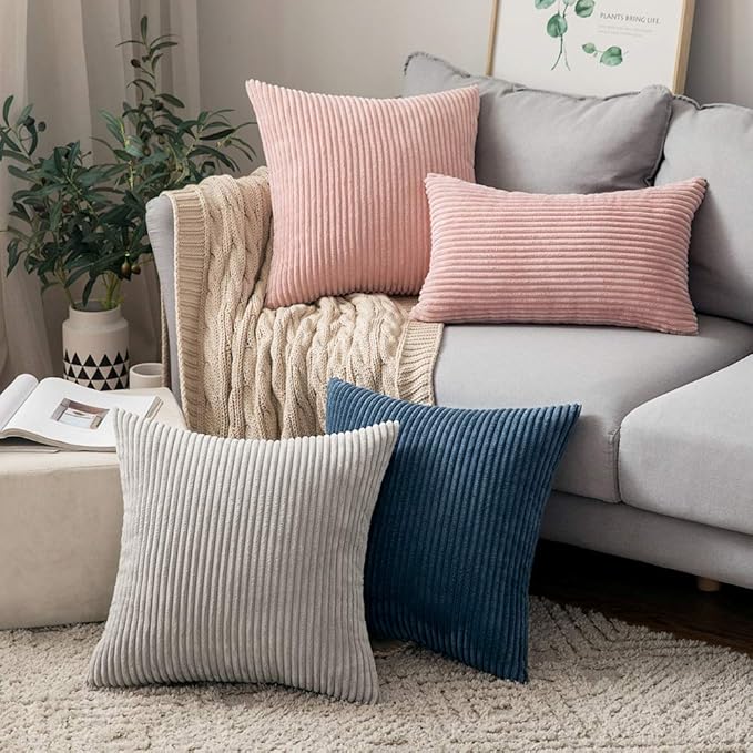 MIULEE Winter Pack of 2 Pillow Covers Soft Soild Decorative Throw Pillow Covers Set Cushion Cases Pillowcases for Sofa Bedroom Car 12 x 20 Inch 30 x 50 Cm Pink