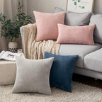 MIULEE Winter Pack of 2 Pillow Covers Soft Soild Decorative Throw Pillow Covers Set Cushion Cases Pillowcases for Sofa Bedroom Car 12 x 20 Inch 30 x 50 Cm Pink