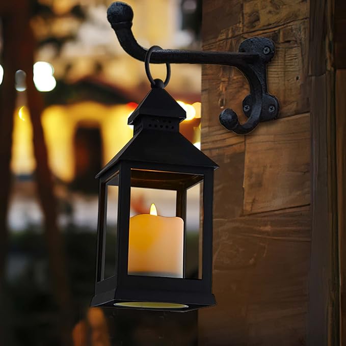 Vintage Lantern Decorative LED Flickering Flameless Candle with Timer, Battery Powered LED Decorative Hanging Lanterns for Indoor Outdoor Garden Yard Home Decor(2 Pack)