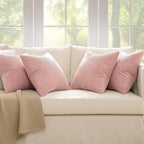 MIULEE Boho Farmhouse Throw Pillow Covers 18x18 Inch Set of 4 Mordern Nordic Cushion Covers Soft Corduroy Home Decor for Couch Bed Sofa Living Room Pink