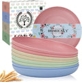 Homienly Deep Wheat Straw Dinner Plates Set of 8, Alternative to Plastic - Microwave & Dishwasher Safe, Unbreakable Kids Plates with 4 Colors (Fresh Light, 10 inch)