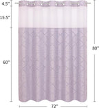 Boho Lavender Woven Fabric Shower Curtain 72 x 80 Modern Farmhouse, No Hooks Tufted Chevron Striped Shabby Chic Textured, Minimalist Cloth Curtain for Bathroom, Hotel Decor