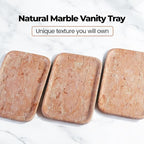Marble Vanity Tray, Bathroom Tray for Countertop, Decoration Dresser Organizer, Perfume, Jewelry Holder, Red Stone Serving for Kitchen Sink Storage(Spring Rose)
