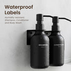 MaisoNovo Shampoo and Conditioner Dispenser - Shower Soap Dispenser Wall Mounted - 16.9 fl oz Set of 2 Black Plastic Bottles Black Pumps - 2 Chamber No Drill