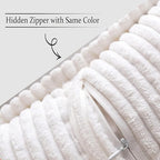MIULEE Decorative Throw Pillow Covers for Couch Bed Livingroom 20x20 Inch Set of 2 White Boho Accent Throw Pllows Broadside Striped Patchwork Soft Corduroy Pillowcases