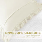 KKJIAF Ruffle Pillow Cases 18x18 Inches, Beige Square Ruffled Pillow Covers Set of 2, Microfiber Wrinkle Resistant Pillow Shams with Envelope Closure for Sofa Bed Living Room