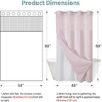 BlushPink No Hook Waffle Weave Shower Curtain with snap-in Liner Replacement, 230GSM Waterproof Fabric Hotel Shower Curtain Set for Bathroom, Through Mesh Top Window,54Wx80H