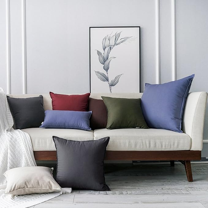Jeanerlor Set of 2 20"x20" Pillowcase Dark Grey Cousion Cover Natural Cotton Linen with Unique Design to Embellish House/Study Room/Office/Students Dormitory 50 x 50cm