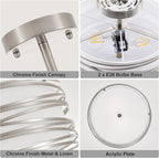 Drum Semi Flush Mount Ceiling Light Fixture Vintage 12.2" Modern Farmhouse 2-Lights Linen Drum Ceiling Lighting Rustic Chrome Ceiling lamp for Dining Room, Bedroom, Laundry Room