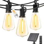 151FT Solar String Lights Outdoor Waterproof with Remote, 48+1 LED Shatterproof Bulbs, Dimmable & Timable, 3 Light Modes - Commercial Grade Patio Lights for Garden Backyard Party Decor