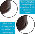 BIRDROCK HOME Water Hose Holder - Decorative Metal Pot, Indoor or Outdoor, Garden Storage Organizer, Patio Portable Bucket - Distressed Bronze, Holds up to 200ft Hoses, Large with Lid