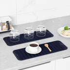 Silicone Dish Drying Mat for Multiple Usage,Easy clean,Eco-friendly,Heat-resistant Silicone Mat for Kitchen Counter,Sink,Bar,Bottle,or Cup Navy Blue M 17 inches x 6 inches