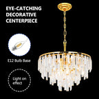 Gold Modern Round Top K9 Crystal Chandelier Lighting Fixture, 6 Lights Round K9 Crystal Adjustable Hanging Lamp for Dining Room Bedroom Living Room,Hallway,Bar,Kitchen W17'