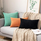 MIULEE Winter Pack of 2 Corduroy Pillow Covers 12 x 20 Inch Lumbar Throw Pillow Covers Black Pillowcases for Sofa Bedroom Couch