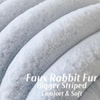 FUTEI Light Blue Decorative Throw Pillow Covers 12x20 Inch Set of 2, Square Soft Faux Rabbit Fur Big Striped Cushion Cover,Home Decor for Couch Sofa Bed Living Room