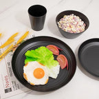 LIYH 48 Pcs Black Wheat Straw Plates and Bowls Dinnerware Set Camping Dish Set for 12, Plastic Plates and Bowls, Dishwasher Safe Dinnerware Sets, Unbreakable Plastic Camper Dishes Sets