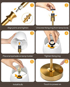EppieBasic Cordless Table Lamp Rechargeable: Fast Charging & Long Lasting - 2700K Warm Light Vintage Gold Lamps for Women Housewife - Dinning Living Room Bedroom