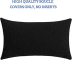 Jeneoo Black Decorative Lumbar Thick Throw Pillow Covers Fine Textured Boucle Couch Cushion Case for Sofa Decor, Set of 1, 14 x 36 Inch