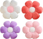 4 PCS Flower Pillows Flower Shaped Throw Pillow Cute Daisy Pillows Seating Cushions for Adults Kids Home Bedroom Sofa Chair Couch Decor (White/Pink/Lavender/Dusty Pink, 15.74 inch)