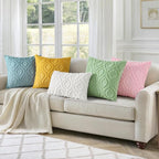 decorUhome Throw Pillow Covers 24x24 Inch Set of 2, Soft Plush Decorative Faux Fur Cream White Solid Couch Pillow Covers, Accent Farmhouse Neutral Square Euro Pillow Cases for Sofa Bed Living Room