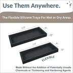 Countertop and Vanity Tray - 2 PC Small 7.7" Silicone Bathroom Trays, Kitchen Soap Tray, Dish Sponge Soap Holder Kitchen Sink Organizer Caddy, Bathroom Counter Trays for Lotion Dispenser