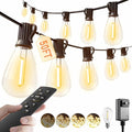luckystyle 50FT LED Outdoor String Lights with Remote,16+ 1 Shatterproof Bulbs Waterproof and Dimmable Patio Lights for Porch, Garden, Backyard, Deck, Balcony, 2700K, Hanging Lighting