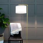 Brightech Montage Modern Floor lamp, LED Floor Lamp for Living Rooms & Offices - Tall Standing Lamp for Bedroom Reading - Corner Pole Lamp for Contemporary Home Decor - Gold, Antique Brass