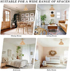 Boho Gold Semi Flush Mount Ceiling Light, Farmhouse Rattan Ceiling Light Fixture with Hand-Woven Natural Cage Shade, Modern Mini Chandelier Rustic Retro Lights for Bedroom Hallway Entryway Dining Room